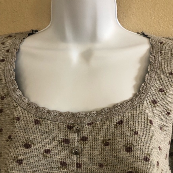 Kirious Los Angeles Floral Babydoll  Waffle Knit Long Sleeves Crop Top Size S - Picture 5 of 11